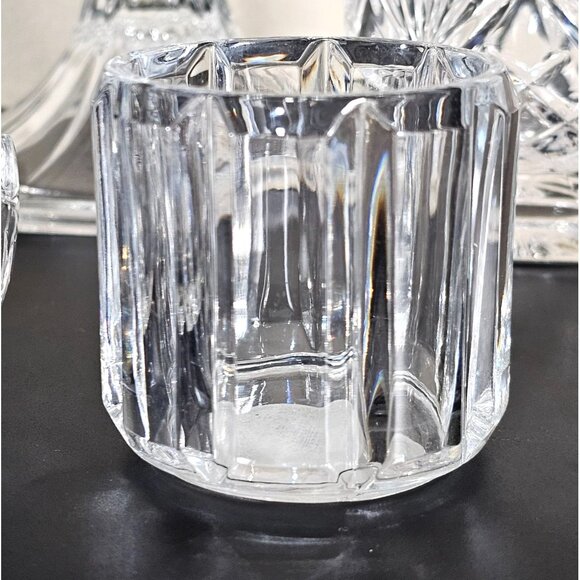 vtg assorted cut crystal candle holders lot/5 votive taper glass holders wedding - Picture 5 of 9